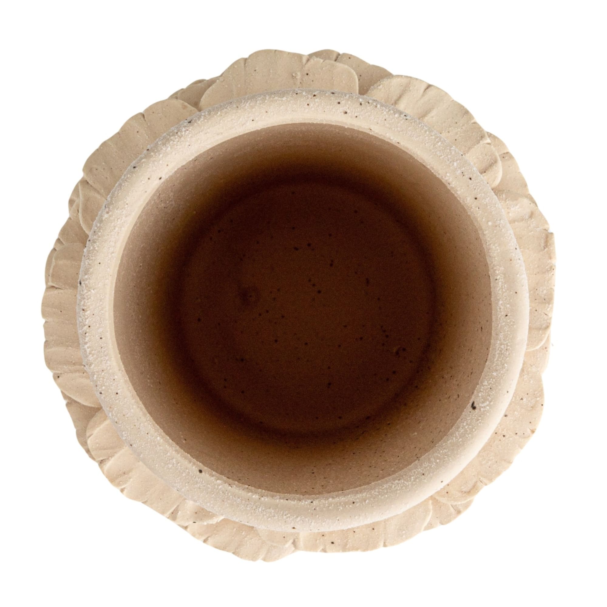 Hello Honey® 10" Matte Cream Ruffled Elegance Stoneware Vase